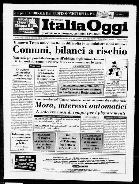 Italia oggi : quotidiano di economia finanza e politica